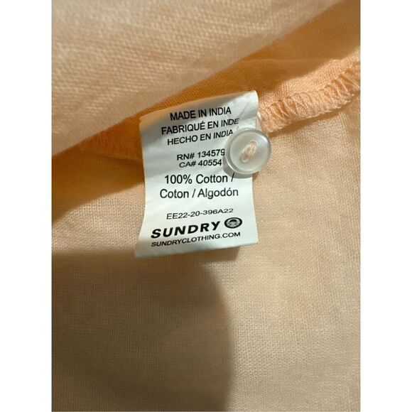Sundry Women's Gauze Cotton Hi-low Oversized Button-up Graphic Shirt Peach Sz 1 - Picture 5 of 9
